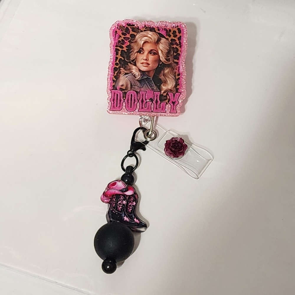Country Doll Badge Reel Badge Clip Alligator Clip ID Holder Gift Retractable